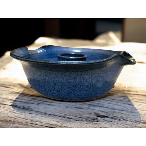 Cape Fear Art Pottery Carolina Chicken Roaster Cobalt Blue 9 1/2" - Picture 9 of 11